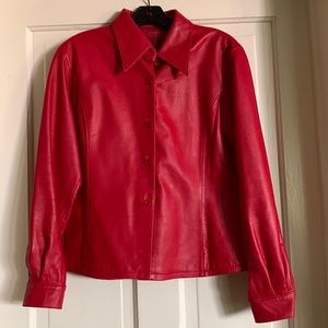 Fitted Red leather shirt, lined